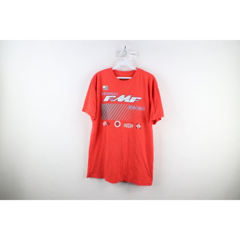 Vintage Flying Machine Factory FMF Racing Mens Large Faded Spell Out T-Shirt Red